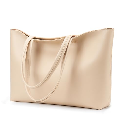 KALIDI FANCY FOREST KALIDI Tote Bag Zipper Shoulder Bag Faux Leather Purses Satchel for Women Casual Handbag Work Dating College, Nude - Image 1