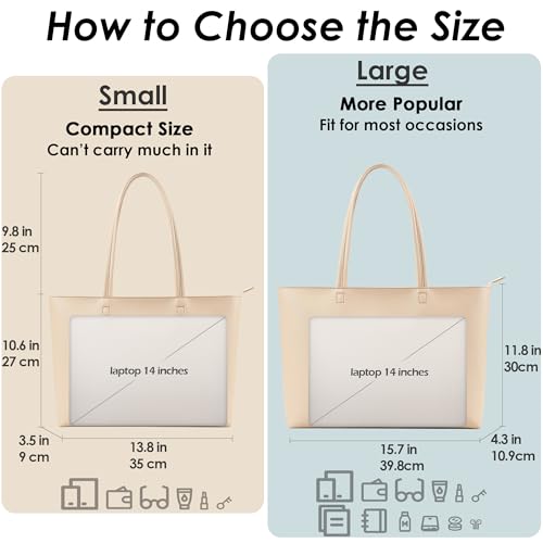 KALIDI FANCY FOREST KALIDI Tote Bag Zipper Shoulder Bag Faux Leather Purses Satchel for Women Casual Handbag Work Dating College, Nude - Image 4
