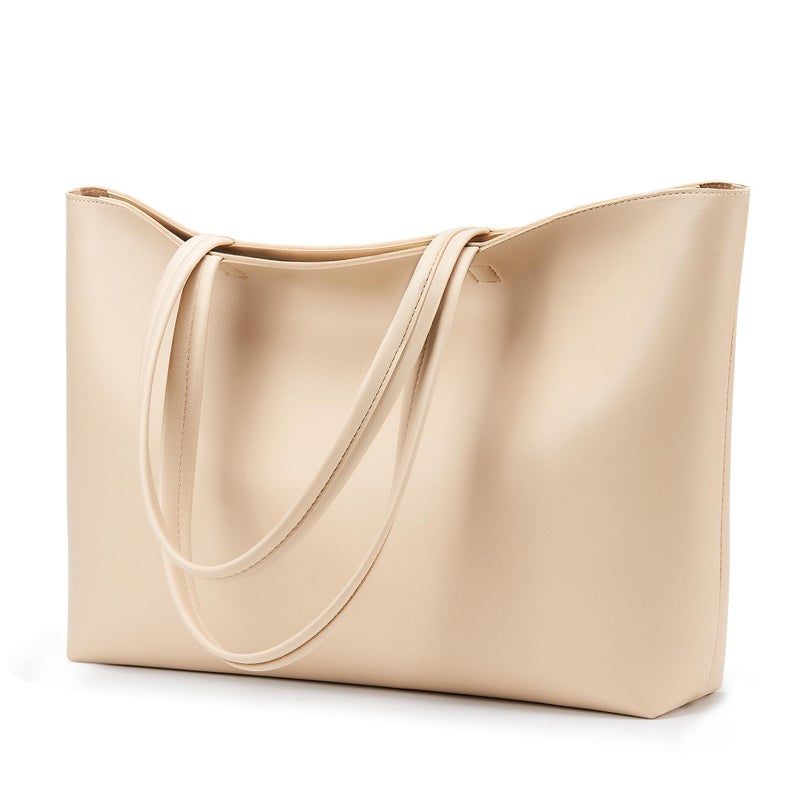 KALIDI FANCY FOREST KALIDI Tote Bag Zipper Shoulder Bag Faux Leather Purses Satchel for Women Casual Handbag Work Dating College, Nude - Image 5