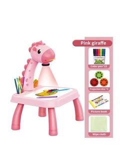 Generic KIDS Projector PAINTING DESK Drawing Board Table With Projection Function Children Painting Table Educational Toys (pink)  - Image 1