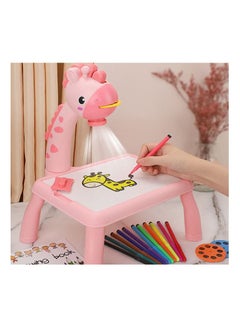 Generic KIDS Projector PAINTING DESK Drawing Board Table With Projection Function Children Painting Table Educational Toys (pink)  - Image 3
