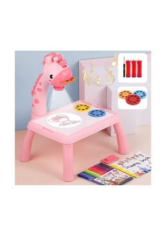 Generic KIDS Projector PAINTING DESK Drawing Board Table With Projection Function Children Painting Table Educational Toys (pink)  - Image 2