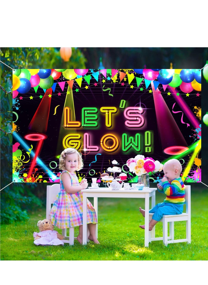 Excefore - Disco Party Decorations Supplies, Neon Glow Party Backdrop Fabric, Birthday Party Backdrop, Neon Birthday Party Decorations for Neon Themed Party Birthday Party, 5.9 x 3.6 Ft - Image 1