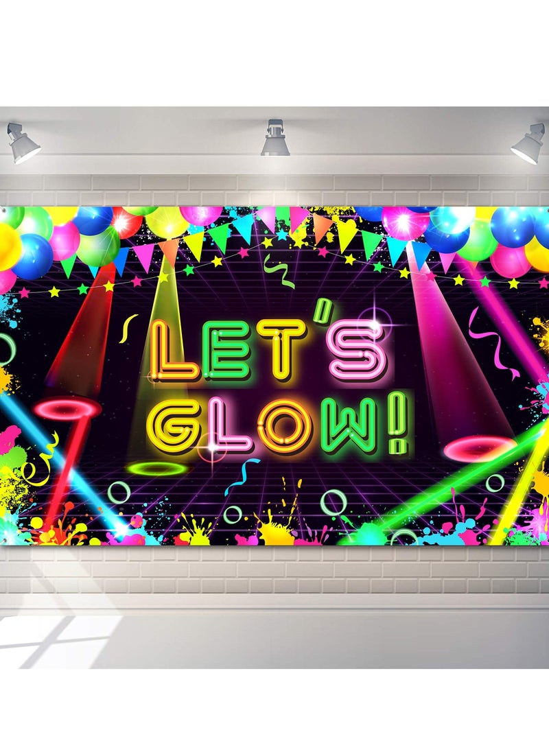 Excefore - Disco Party Decorations Supplies, Neon Glow Party Backdrop Fabric, Birthday Party Backdrop, Neon Birthday Party Decorations for Neon Themed Party Birthday Party, 5.9 x 3.6 Ft - Image 1