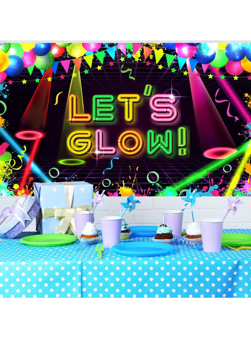Excefore - Disco Party Decorations Supplies, Neon Glow Party Backdrop Fabric, Birthday Party Backdrop, Neon Birthday Party Decorations for Neon Themed Party Birthday Party, 5.9 x 3.6 Ft - Image 1