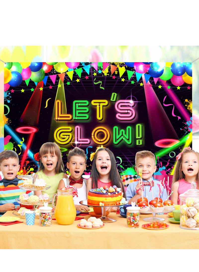 Excefore - Disco Party Decorations Supplies, Neon Glow Party Backdrop Fabric, Birthday Party Backdrop, Neon Birthday Party Decorations for Neon Themed Party Birthday Party, 5.9 x 3.6 Ft - Image 1
