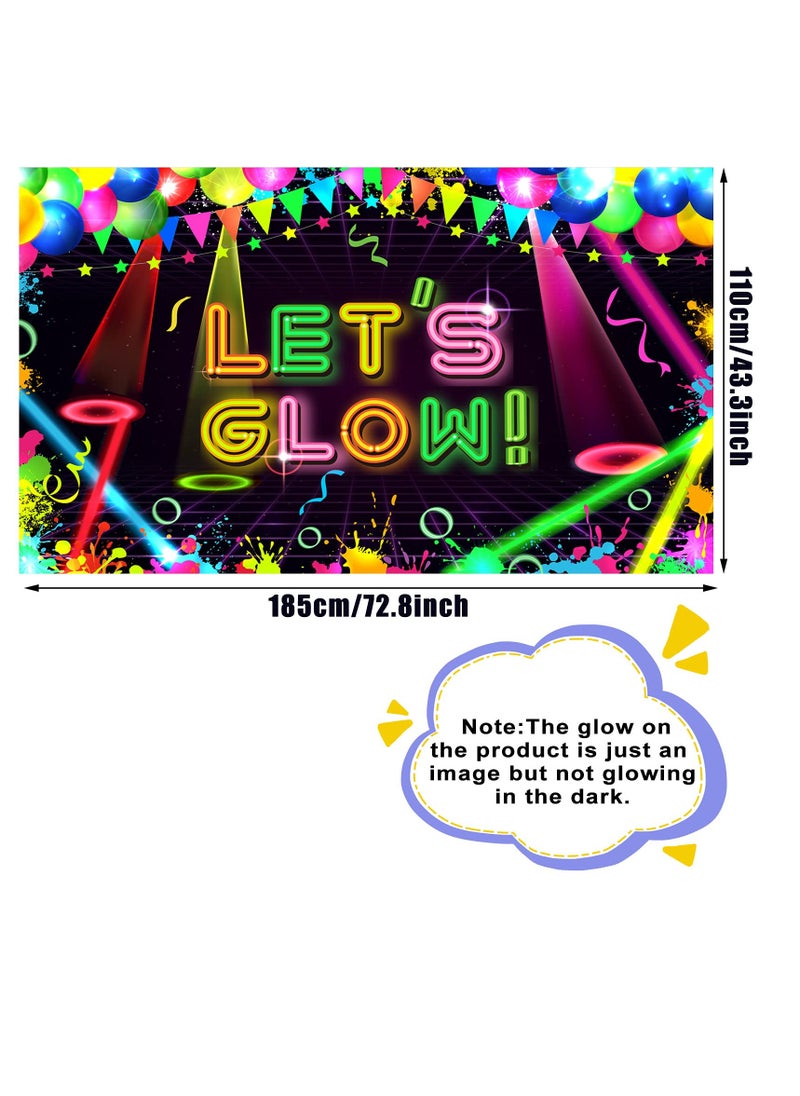 Excefore - Disco Party Decorations Supplies, Neon Glow Party Backdrop Fabric, Birthday Party Backdrop, Neon Birthday Party Decorations for Neon Themed Party Birthday Party, 5.9 x 3.6 Ft - Image 1