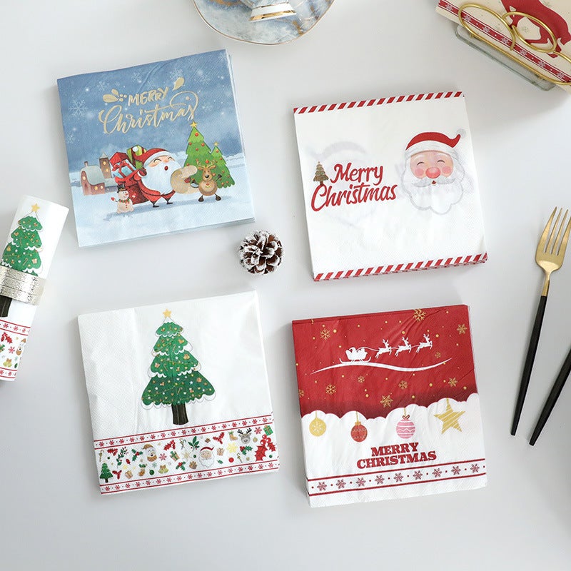 Christmas Party Napkin Disposable Colorful Printed Paper Towel Cute Cartoon Holiday Party Christmas Decoration - Image 2