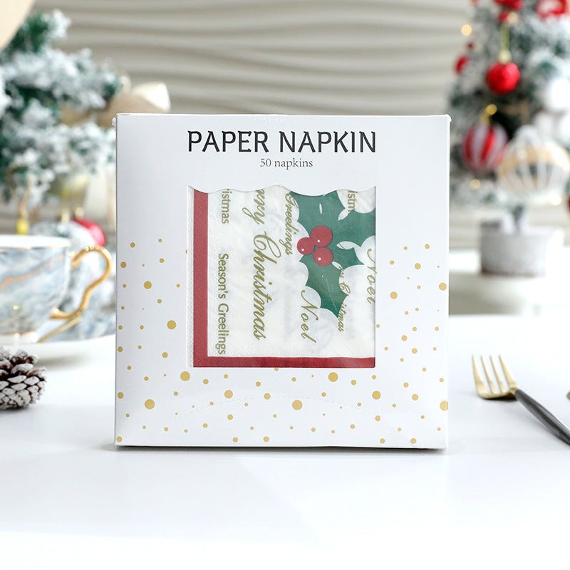 Christmas Party Napkin Disposable Colorful Printed Paper Towel Cute Cartoon Holiday Party Christmas Decoration - Image 1