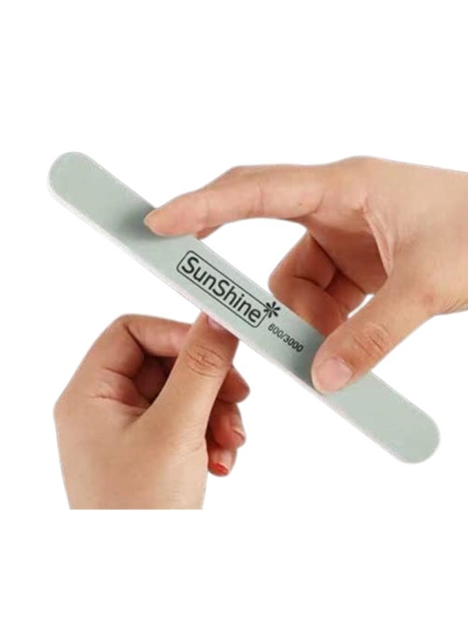 SUNSHINE Nail Shine Buffer Nail File 600/3000 Grit, Two Side Manicure and Pedicure Tools (5 PIECES)