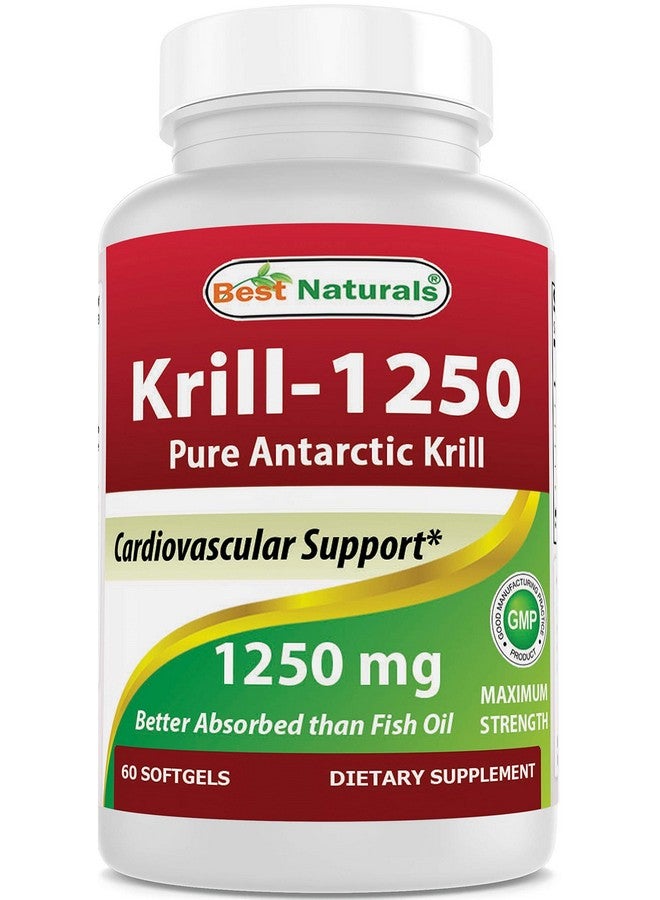 Best Naturals Best Naturals Pure Antarctic Krill Oil 1250 mg (Triple Strength) with Omega-3s EPA, DHA and Astaxanthin 60 Softgels  - Image 1