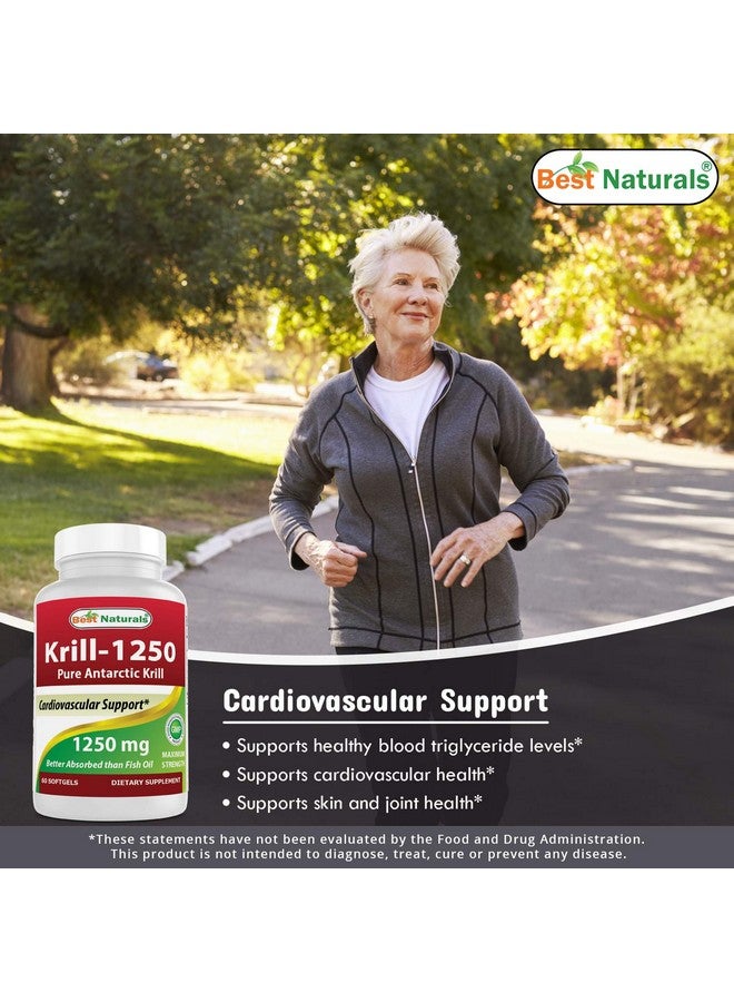 Best Naturals Best Naturals Pure Antarctic Krill Oil 1250 mg (Triple Strength) with Omega-3s EPA, DHA and Astaxanthin 60 Softgels  - Image 3
