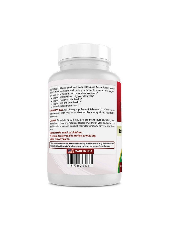 Best Naturals Best Naturals Pure Antarctic Krill Oil 1250 mg (Triple Strength) with Omega-3s EPA, DHA and Astaxanthin 60 Softgels  - Image 5
