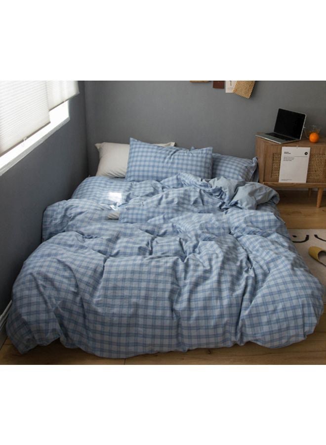 NIBEMINENT 4-Piece Cotton Bedding Set Blue - Image 1