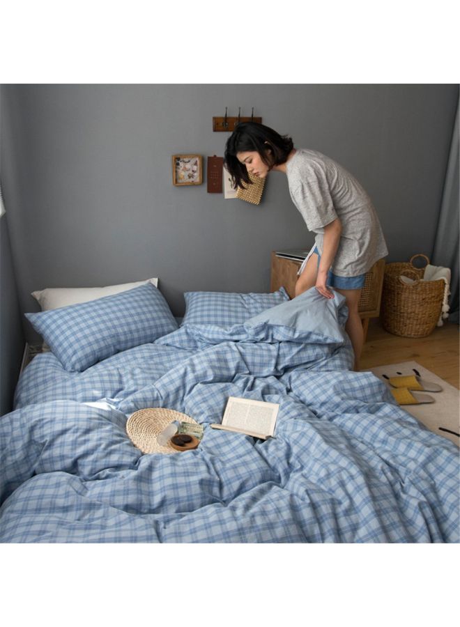 NIBEMINENT 4-Piece Cotton Bedding Set Blue - Image 2