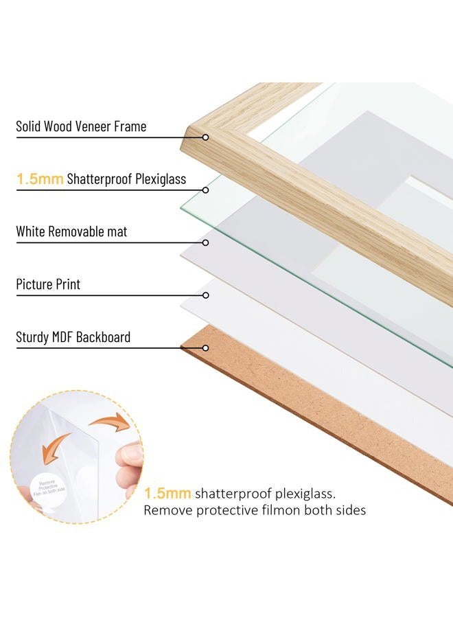 TONES FRAME DESIGN 8x10 Picture , 8x10 Matted to 5x7, Wood Veneer Finish 8 x 10 Photo with Mat Plexiglass & Stand for Tabletop & Wall Display, Natural, 1 Pack - Image 4