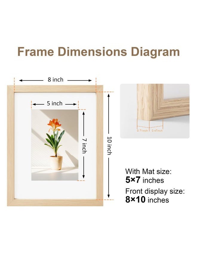 TONES FRAME DESIGN 8x10 Picture , 8x10 Matted to 5x7, Wood Veneer Finish 8 x 10 Photo with Mat Plexiglass & Stand for Tabletop & Wall Display, Natural, 1 Pack - Image 3