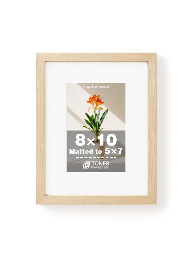 TONES FRAME DESIGN 8x10 Picture , 8x10 Matted to 5x7, Wood Veneer Finish 8 x 10 Photo with Mat Plexiglass & Stand for Tabletop & Wall Display, Natural, 1 Pack - Image 1