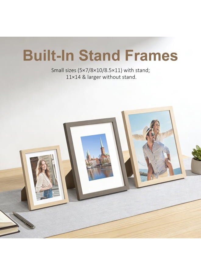 TONES FRAME DESIGN 8x10 Picture , 8x10 Matted to 5x7, Wood Veneer Finish 8 x 10 Photo with Mat Plexiglass & Stand for Tabletop & Wall Display, Natural, 1 Pack - Image 2