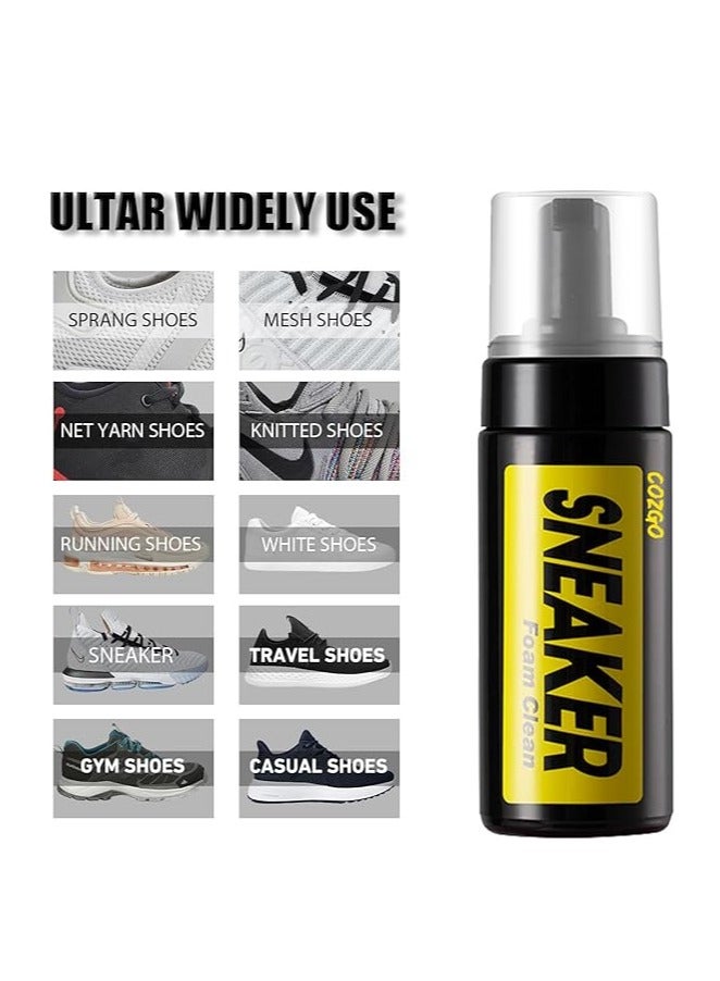جينزي مجموعة منظف الأحذية الرياضية، منظف الأحذية الرياضية الرغوي الخالي من الماء 5.3 أونصة مع فرشاة الأحذية وقماش الأحذية، يعمل على معظم الأحذية - Image 3