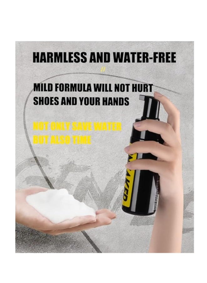 جينزي مجموعة منظف الأحذية الرياضية، منظف الأحذية الرياضية الرغوي الخالي من الماء 5.3 أونصة مع فرشاة الأحذية وقماش الأحذية، يعمل على معظم الأحذية - Image 4