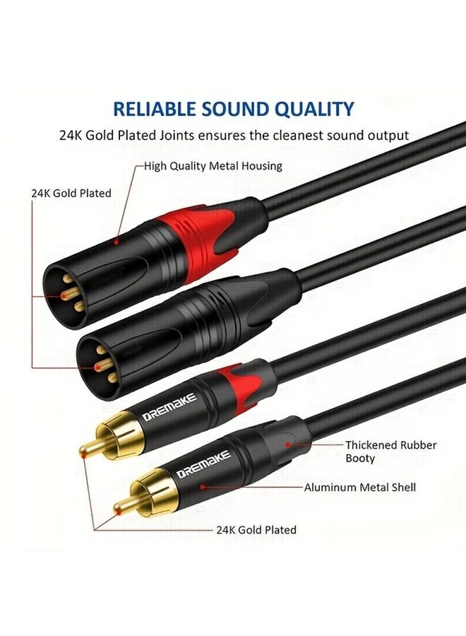 Dual XLR to Dual RCA Audio Cable 1 6FT Black Oxygen Free Copper for Microphone Mixer - Image 3