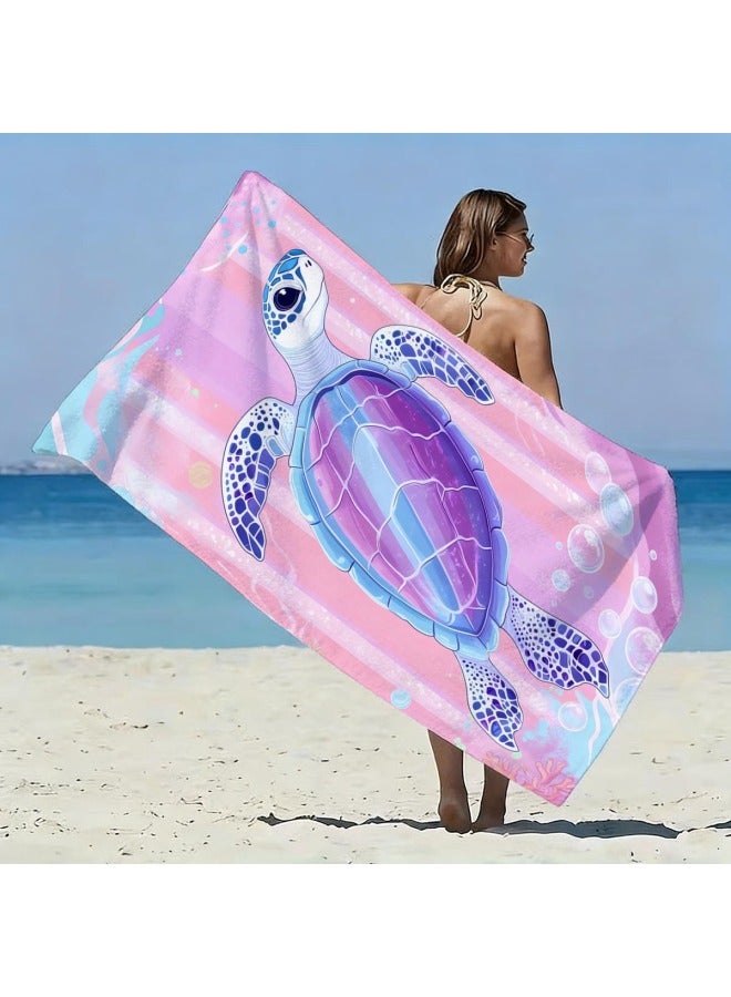 Ocean Creatures Printed Beach Towel Ultra-fine Fiber Adult Swimming Bath Towel Quick-drying Double-sided Fleece