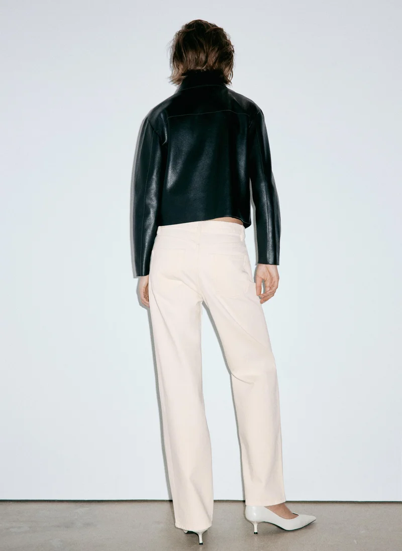 Mango 05-CRUDO Miami Medium-Rise Straight-Fit Jeans for Women | Best Price UAE