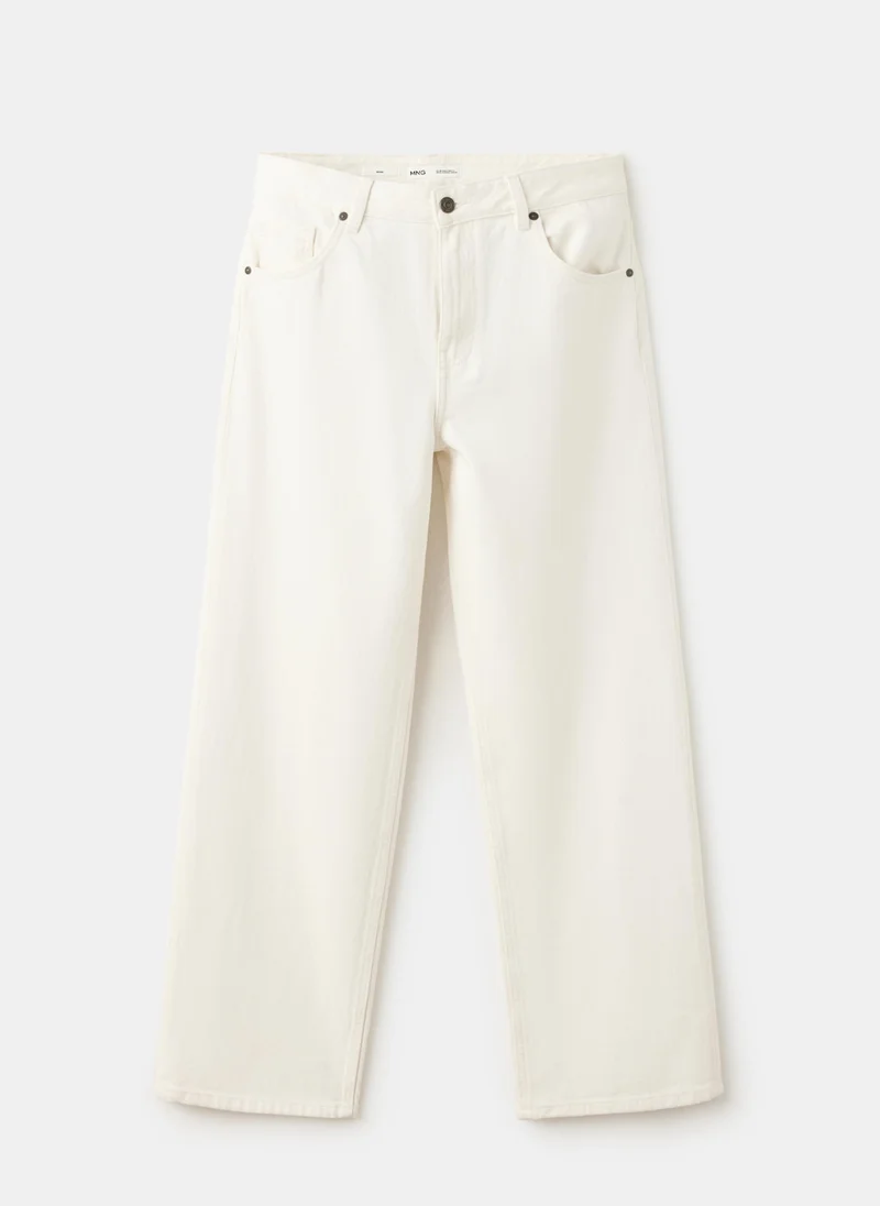 Mango 05-CRUDO Miami Medium-Rise Straight-Fit Jeans for Women | Best Price UAE