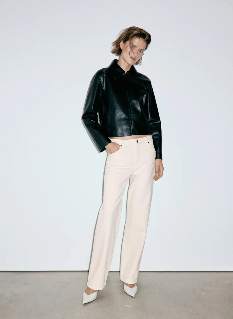 Mango 05-CRUDO Miami Medium-Rise Straight-Fit Jeans for Women | Best Price UAE