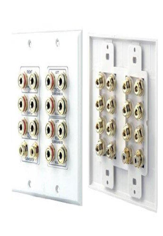 Pyle Home PHIW71 7.1 Home Theater 14 Post Binding/Banana Plug with Dual RCA Subwoofer Posts Wall Plate (White) - Image 4