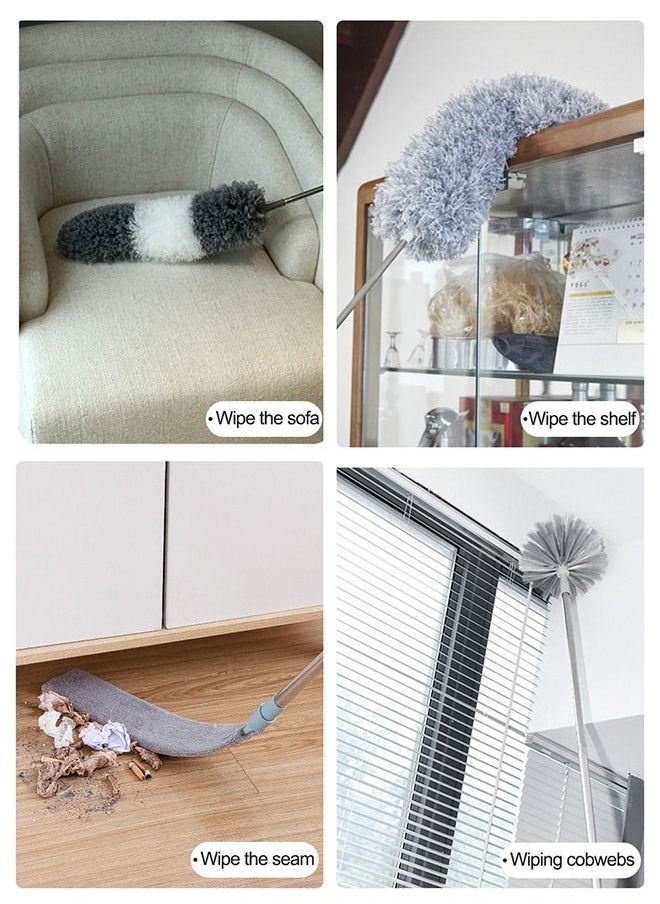 HomarKet 7 PCS Microfiber Dust Brush Duster Kit with Extension Pole Removable and Washable Fiber Brush Hand Dust Cleaning Gap dust for Ceiling Fan High Ceiling Blinds Furniture Cars  - Image 4