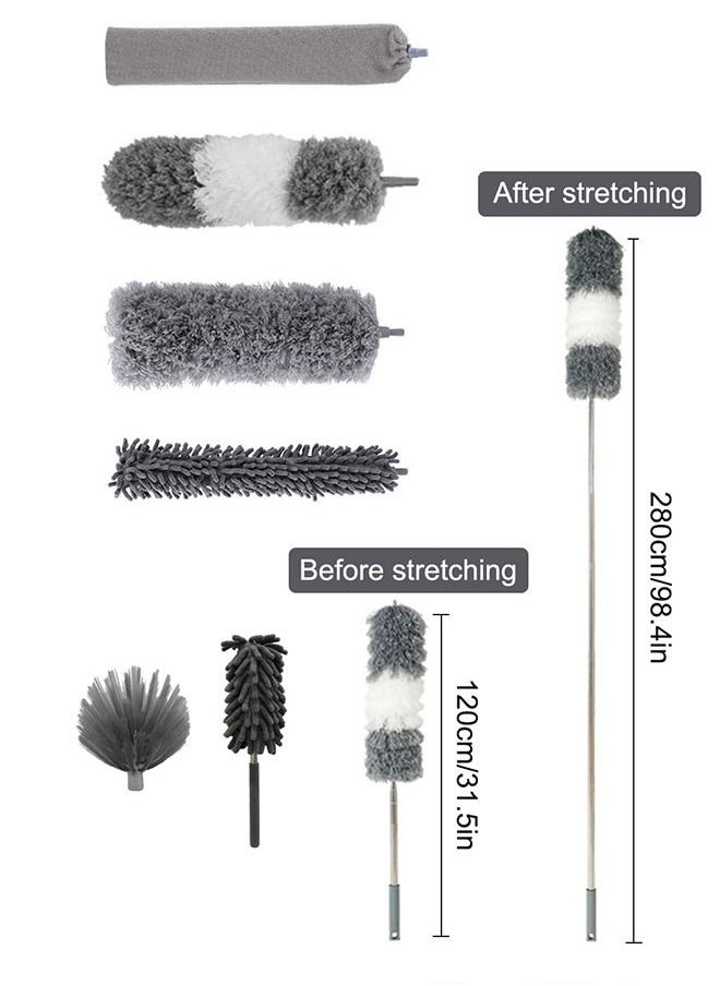 HomarKet 7 PCS Microfiber Dust Brush Duster Kit with Extension Pole Removable and Washable Fiber Brush Hand Dust Cleaning Gap dust for Ceiling Fan High Ceiling Blinds Furniture Cars  - Image 2