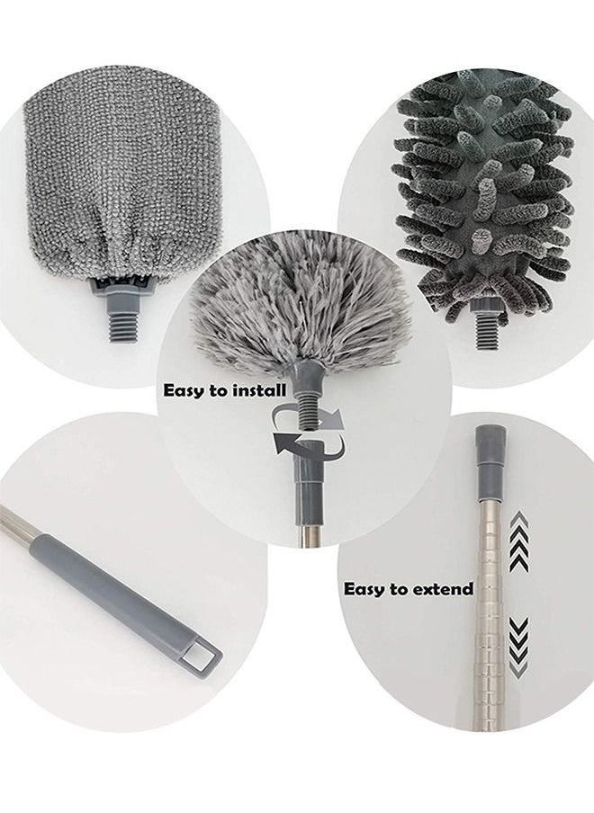 HomarKet 7 PCS Microfiber Dust Brush Duster Kit with Extension Pole Removable and Washable Fiber Brush Hand Dust Cleaning Gap dust for Ceiling Fan High Ceiling Blinds Furniture Cars  - Image 5