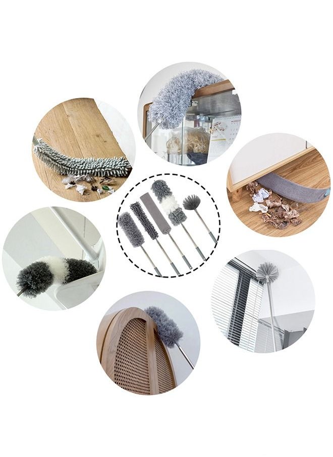 HomarKet 7 PCS Microfiber Dust Brush Duster Kit with Extension Pole Removable and Washable Fiber Brush Hand Dust Cleaning Gap dust for Ceiling Fan High Ceiling Blinds Furniture Cars  - Image 3