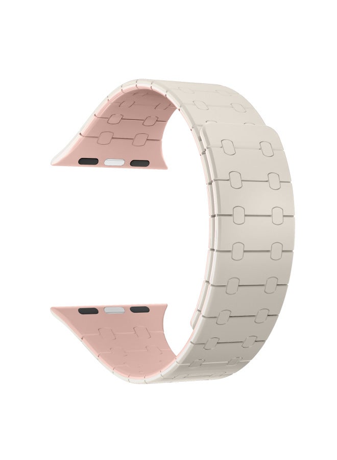 Suitable For Apple Strap Iwatch8/9 Contrast Color Silicone Apple Strap Magnetic Applewatch S8/9 Strap - Image 1