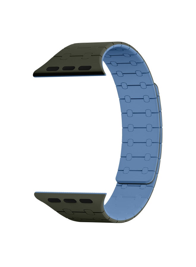 Suitable For Apple Strap Iwatch8/9 Contrast Color Silicone Apple Strap Magnetic Applewatch S8/9 Strap - Image 3