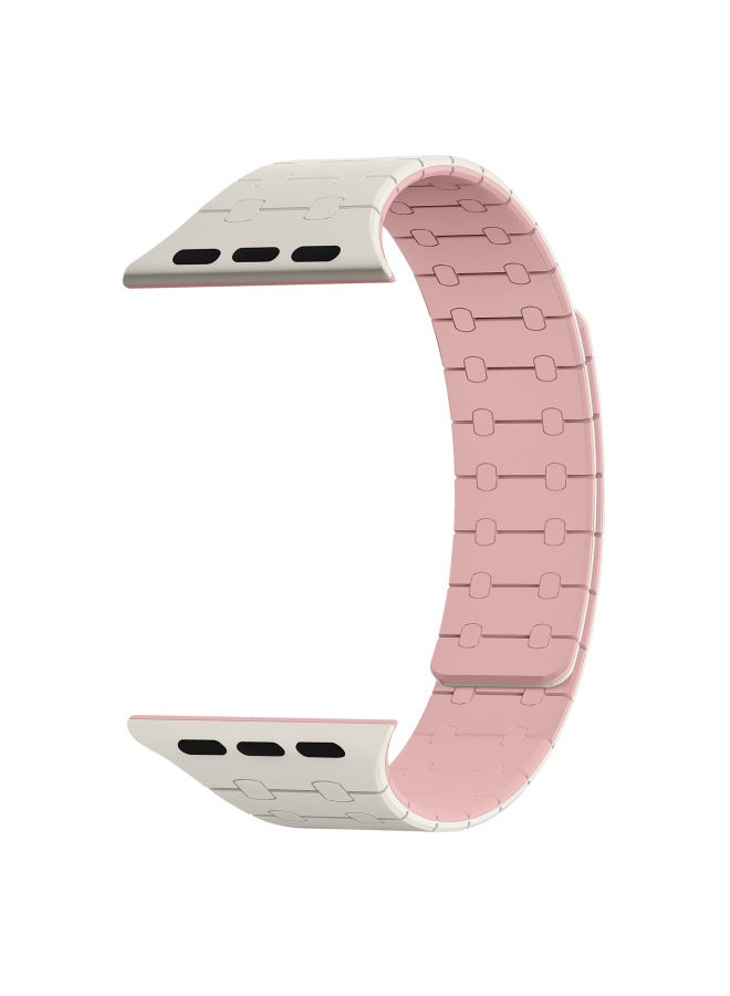 Suitable For Apple Strap Iwatch8/9 Contrast Color Silicone Apple Strap Magnetic Applewatch S8/9 Strap - Image 4