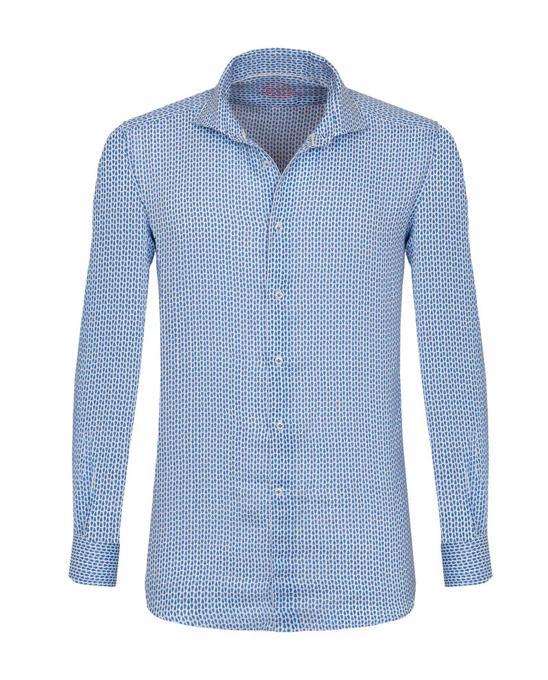 Camicissima Trendy Blue Linen Shaped Fit Shirt