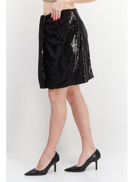 promod Women Textured Mini Skirt, Black  - Image 2