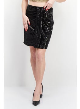 promod Women Textured Mini Skirt, Black  - Image 1