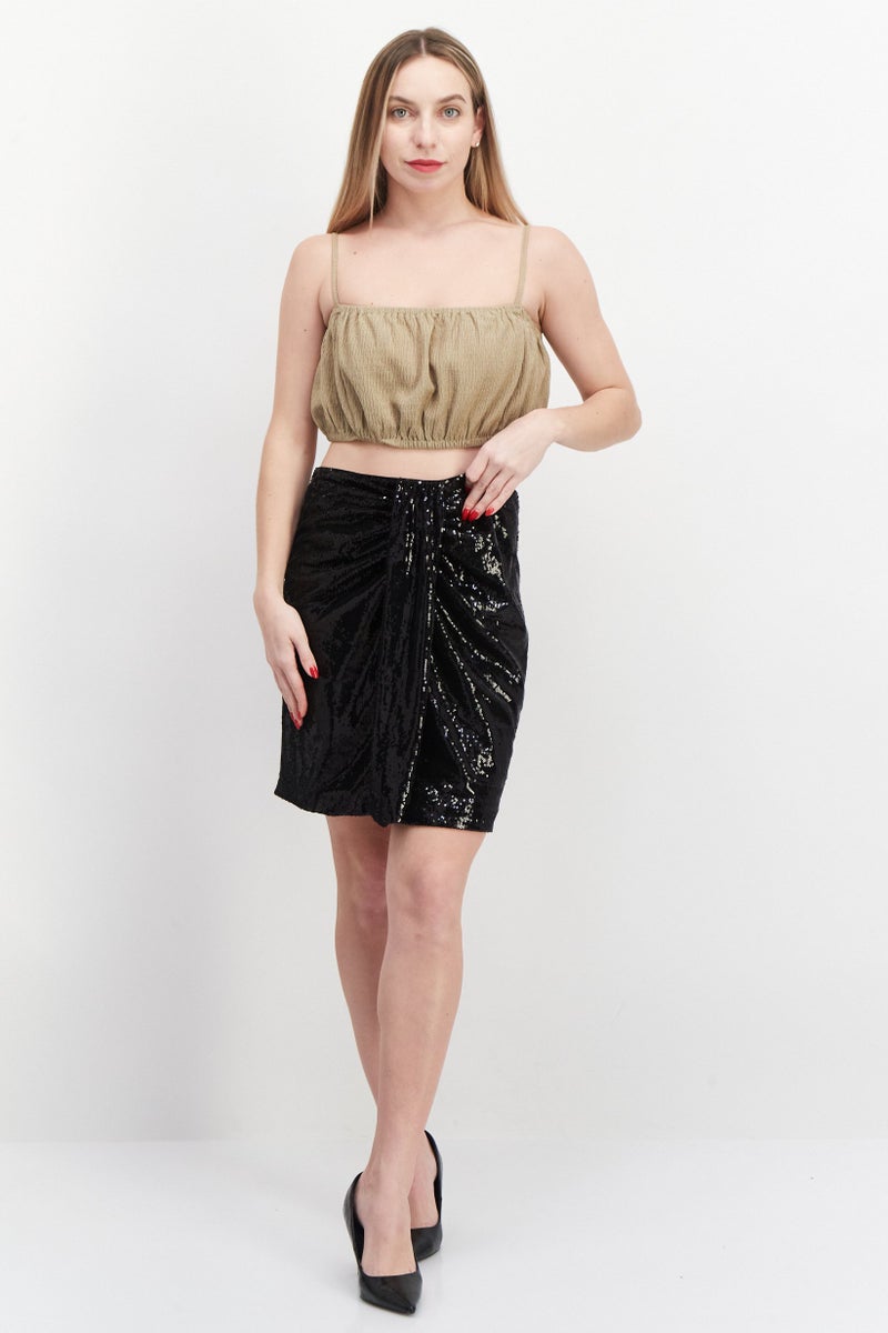promod Women Textured Mini Skirt, Black - Image 3