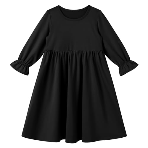 IWEMEK Newborn Infant Muslim Dress for Baby Girls Abaya Prayer Dress with Hijab Toddler Kids Long Sleeve Islamic Kaftan Two Piece Set Middle East Arabian Dubai Outfit 1st Ramadan Eid Clothes Black 0-6 Months - Image 5