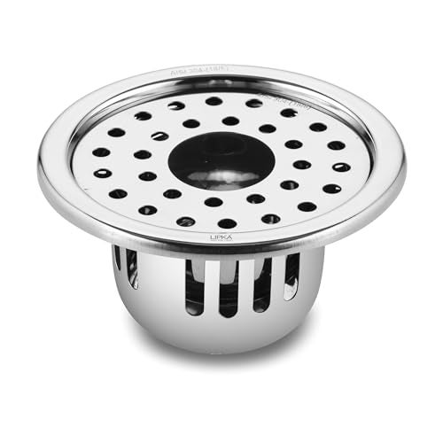 LIPKA Round Floor Drain |304-Grade Stainless Steel |5 Inches| with Cockroach Trap/Jali & Hole | - Image 1