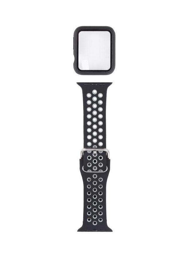 NIBEMINENT Replacement Watchband For Apple Watch With Protective Case Black/Grey - Image 1