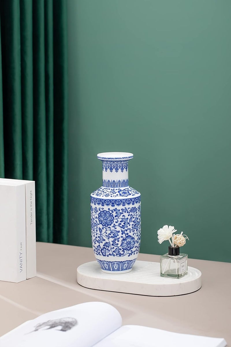 GaLouRo Blue and White Chinoiserie Vase, Ginger Jar for Home Decor, Porcelain, 10" H - Image 2