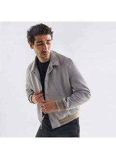 FAV Striped Collared Varsity Jacket with Long Sleeves and Button Closure  - Image 1