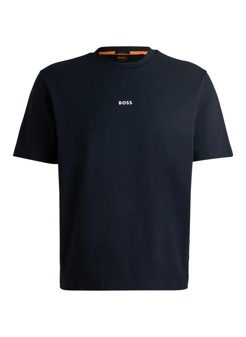 BOSS Relaxed-fit T-shirt in stretch cotton with logo print