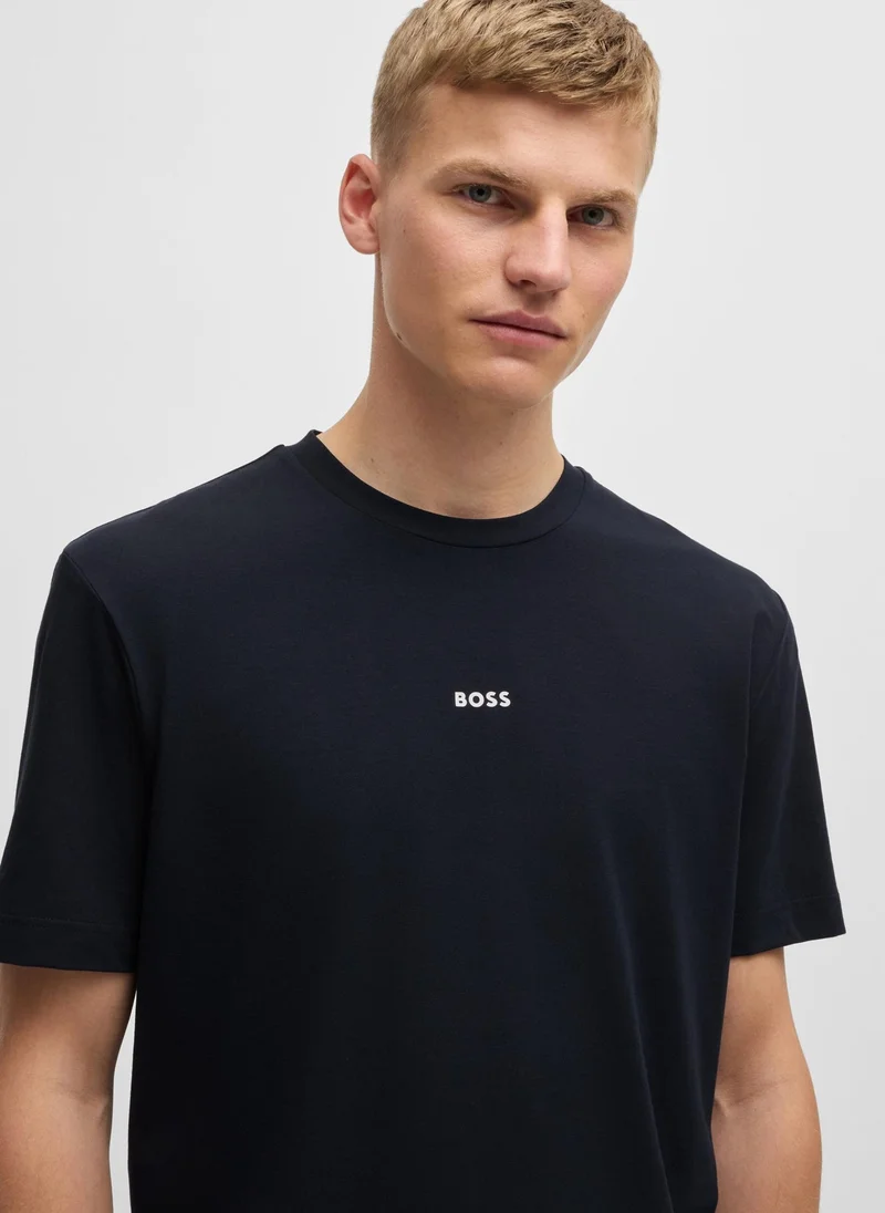 BOSS Relaxed-fit T-shirt in stretch cotton with logo print