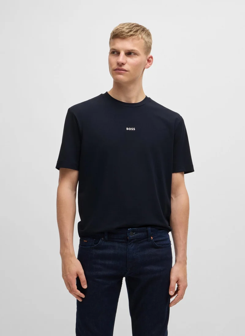 BOSS Stretch-cotton T-shirt with contrast logo